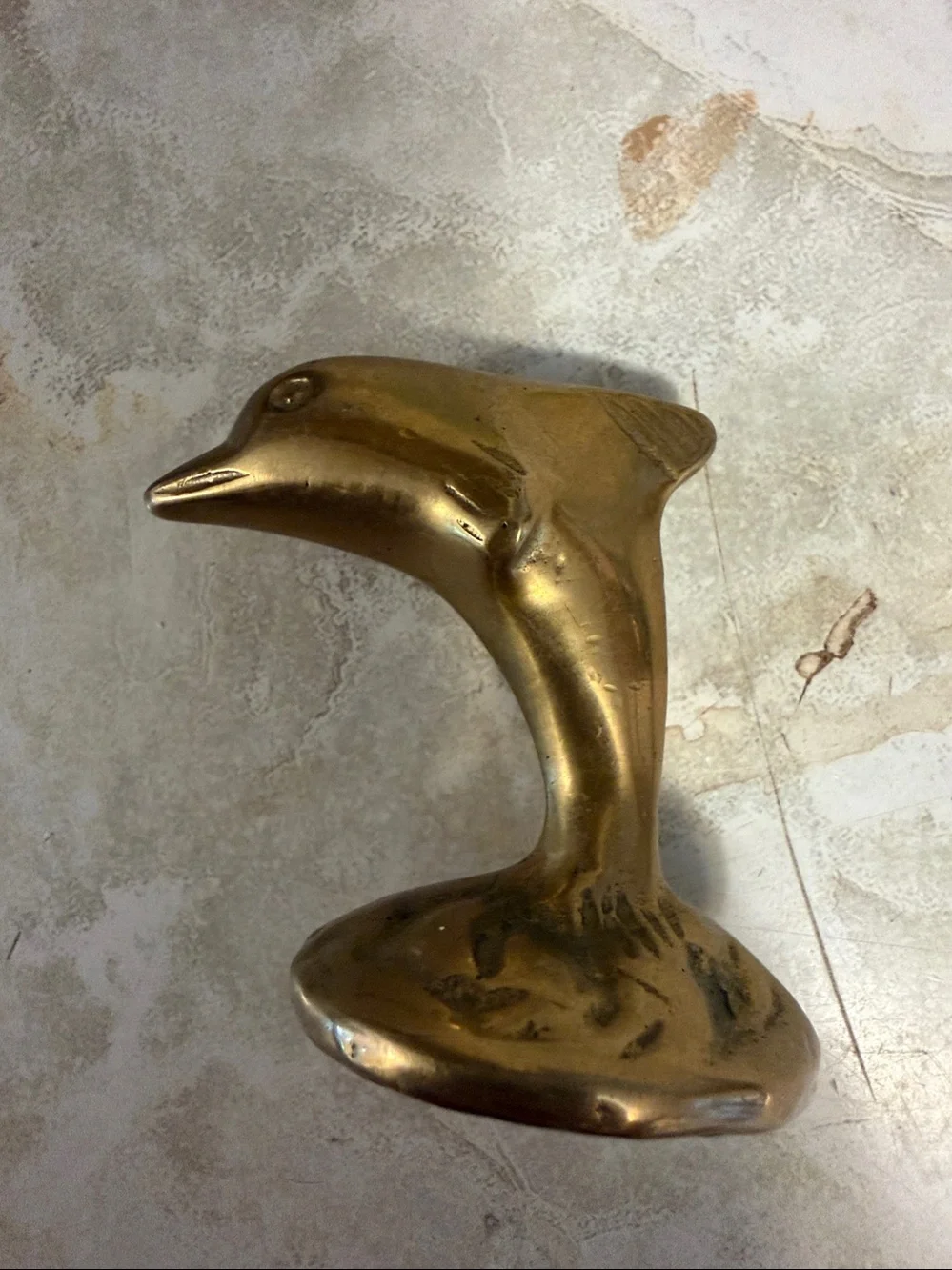 Vintage Old Antique Dolphin Brass Small Statue desk Figurine - Home Accents